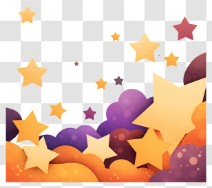 Star Background - Colorful Cartoon Stars In Clouds Transparent PNG