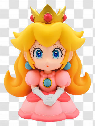Princess Peach - Figurine Of A Cartoon Princess In Pink Attire Transparent PNG