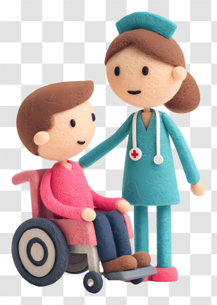 Nurse Assisting Patient - Nurse Caring For A Patient In Wheelchair Transparent PNG