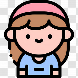 Baby Girl - Cartoon Girl With Headband Transparent PNG
