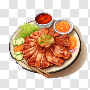 Korean Food
 - Grilled Meat On Plate Transparent PNG