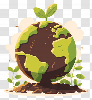 Green Planet - Earth Globe With Growing Plant Transparent PNG