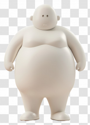 Plump Man - White Cartoon Character With Round Features Transparent PNG