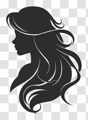 Girl Logo - Silhouette Of Elegant Woman With Wavy Hair Transparent PNG
