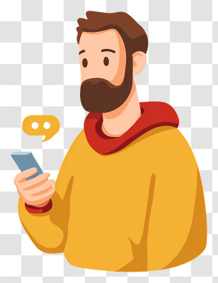 Man Sending Message - Man Using Smartphone Illustration Transparent PNG