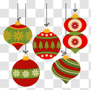 Christmas Ornaments - Red And Green Christmas Ornaments Collection Transparent PNG