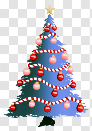 Blue Christmas Tree - Beautiful Decorated Christmas Tree With Ornaments Transparent PNG