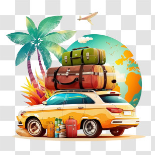 Travel Car - Car Loaded With Luggage For Travel Transparent PNG