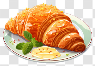 Croissant - Golden Buttery Croissant Illustration Transparent PNG
