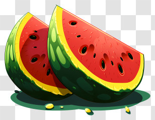 Flat Watermelon - Juicy Sliced Watermelon Transparent PNG