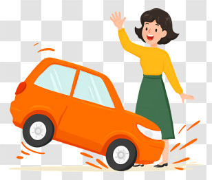 Car Accident - Woman Waving Beside A Car Transparent PNG