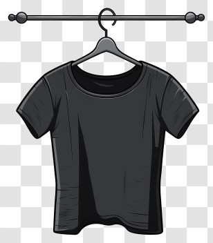 Hand Drawn Style Black T Shirt On Cloth Hanger - Black T-Shirt On A Hanger Transparent PNG
