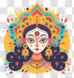 Dussehra - Vibrant Hindu Goddess Illustration For Navratri Transparent PNG