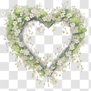 Baby Breath Flower - Heart-Shaped Flower Wreath With White Blossoms Transparent PNG