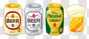 Beer - Assorted Beer Cans And Glass Transparent PNG