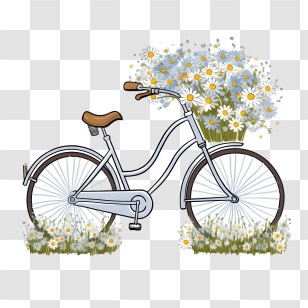 Bike - Bicycle Decorated With Daisies Transparent PNG