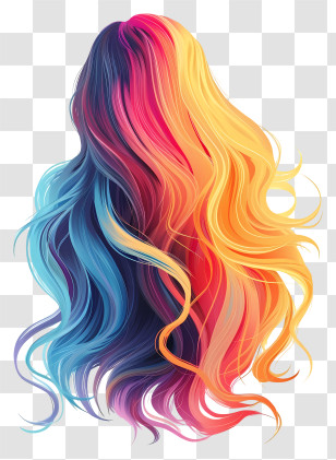 Long Hair Wig - Flowing Multicolored Hair Illustration Transparent PNG