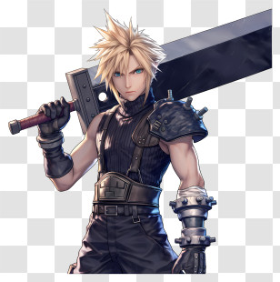 Cloud Strife - Anime Character With Sword And Armor Transparent PNG