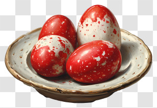 Easter Eggs - Speckled Red And White Eggs On Plate Transparent PNG
