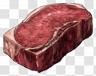 Uncooked Steak - Illustration Of Marbled Raw Beef Cut Transparent PNG
