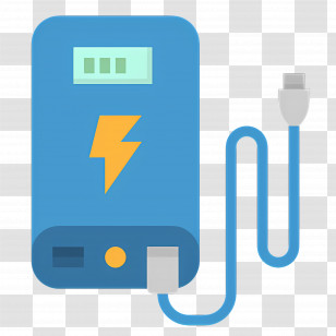 Power Bank - Blue Power Bank With Cable Illustration Transparent PNG