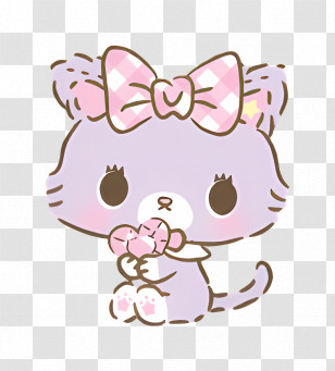 Mewledreamy - Cute Cat With Bow And Heart Transparent PNG