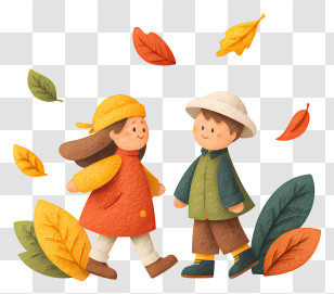 Kids Playing With Autumn Leaves - Kids Playing In Autumn Leaves Transparent PNG