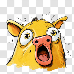 Cartoon Pig - Surprised Yellow Animal Cartoon Transparent PNG