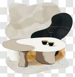 Table - Modern Abstract Table With Cups Transparent PNG