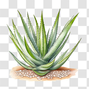 Aloe Vera - Aloe Vera Plant In A Garden Surrounded By Stones Transparent PNG
