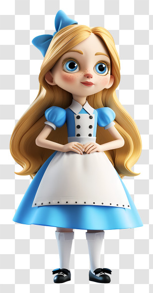 Alice In Wonderland - Blonde Girl Cartoon In Blue Dress Transparent PNG