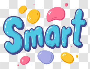 Smart - Shiny Aqua 'Smart' Doodle Transparent PNG