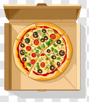 Pizza Box - Vegetable Pizza In An Open Box Transparent PNG