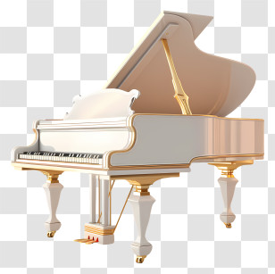 Piano - Elegant White Grand Piano Transparent PNG