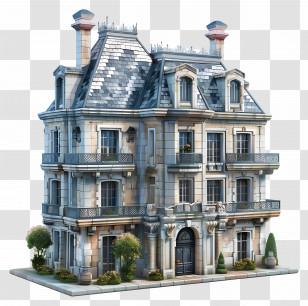 3d House - Elegant Multi-Storeyed Stone House Transparent PNG