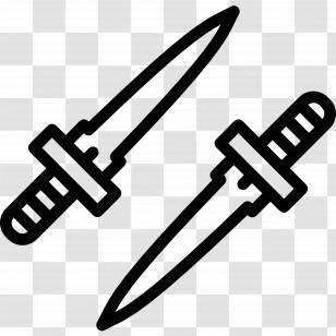 Dagger - Crossed Swords Icon In Black Outline Transparent PNG