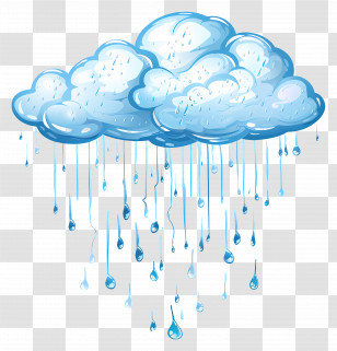Rain Drop - Rain Cloud Illustration With Falling Droplets Transparent PNG