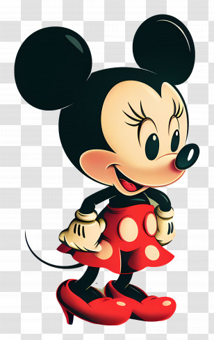 Minnie Mouse - Cartoon Character Wearing A Red Dress Transparent PNG