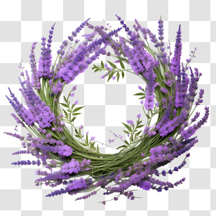 Lavender Wreath - Purple Lavender Wreath Decoration Transparent PNG