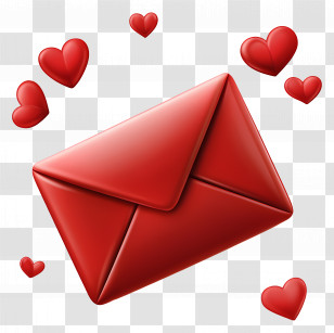 Love Mail - Red Envelope With Hearts For Valentineâ€™s Day Transparent PNG