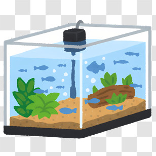 Clipart - Fish Tank With Aquatic Plants And Fish Transparent PNG