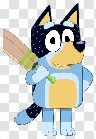 Bluey - Blue Cartoon Dog With Cricket Bat Transparent PNG