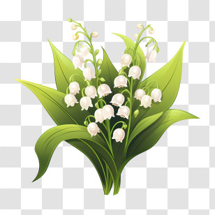 Lily Of The Valley - Lily Of The Valley With Green Leaves Transparent PNG