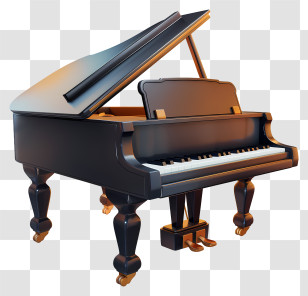 Piano - Elegant Black Grand Piano For Musical Performances Transparent PNG