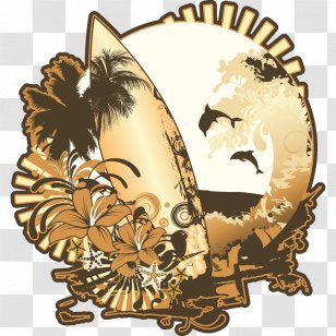 Vector Graphics Illustration Surfing Image Design - Surfboard - Retro Summer Transparent PNG
