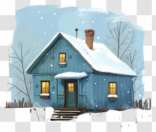Cottage Winter House - Snow-Covered Winter House Illustration Transparent PNG
