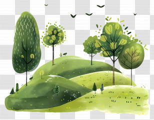 Summer Park - Lush Green Hills And Trees Transparent PNG
