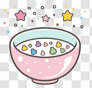 Kawaii Cereal Bowl - Cartoon Bowl Of Colorful Cereal Transparent PNG