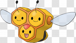 Combee - Cute Cartoon Bee With Smiling Faces Transparent PNG