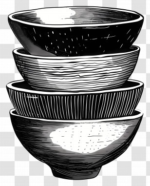 Bowls - Stacked Ceramic Bowls Transparent PNG